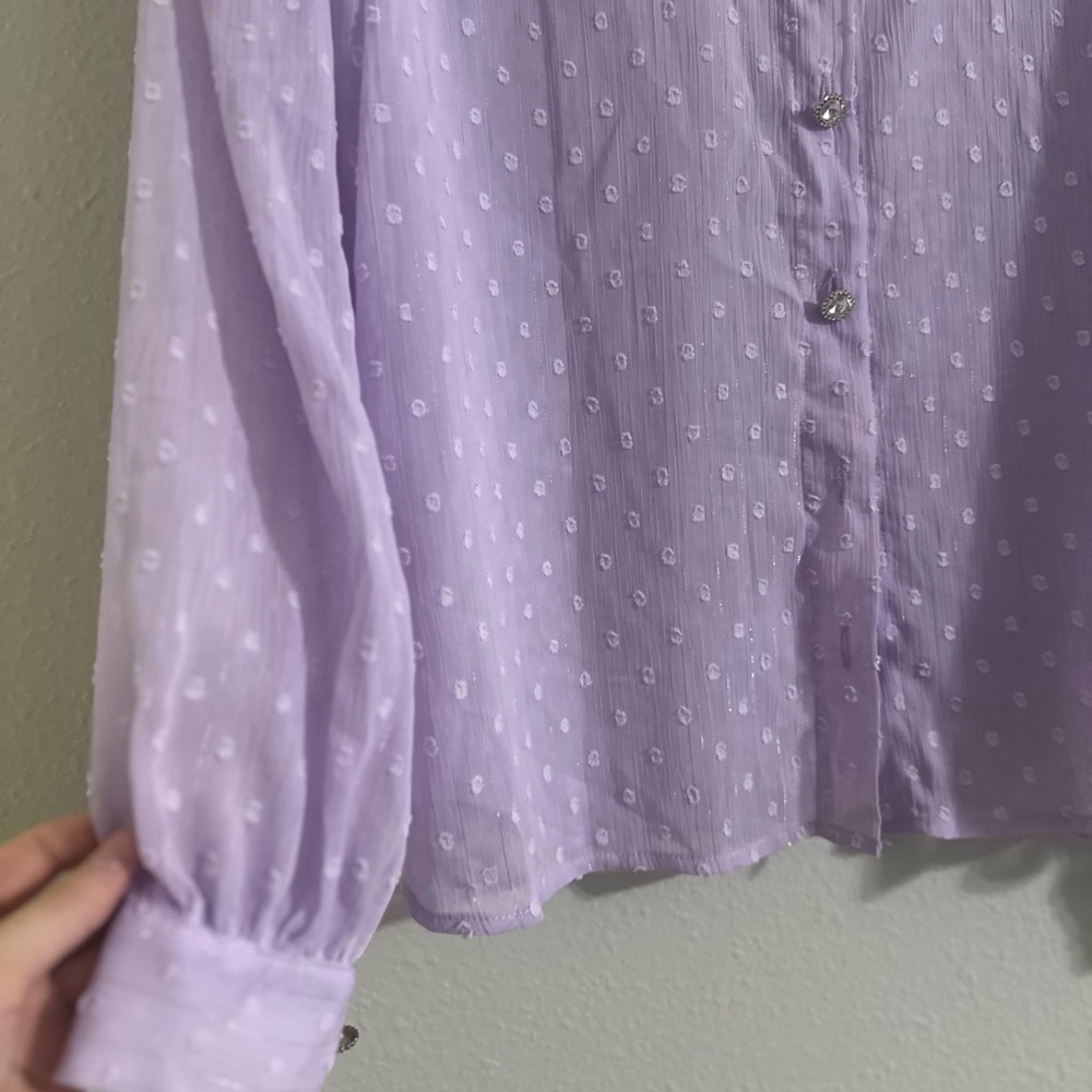 Sister Jane Lavender Blouse with White Collar - Picture 6 of 15